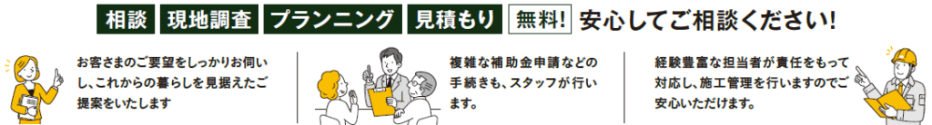 相談 現地調査 プランニング 見積もり無料
安心してご相談ください